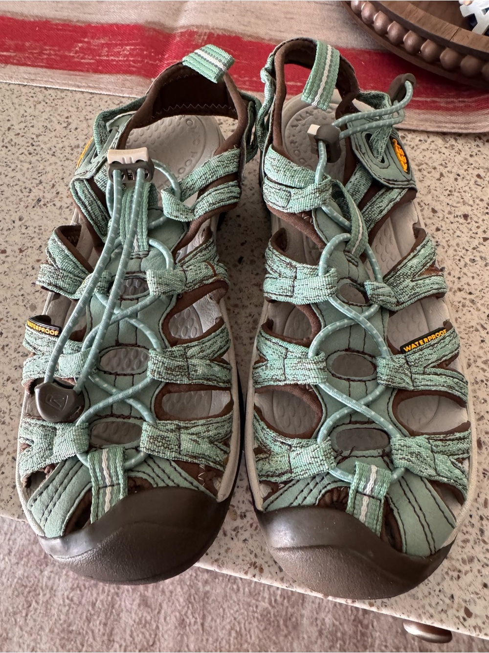 Keen Brown and White Casual Sandal with Branded Insole. NWOT. Never worn.